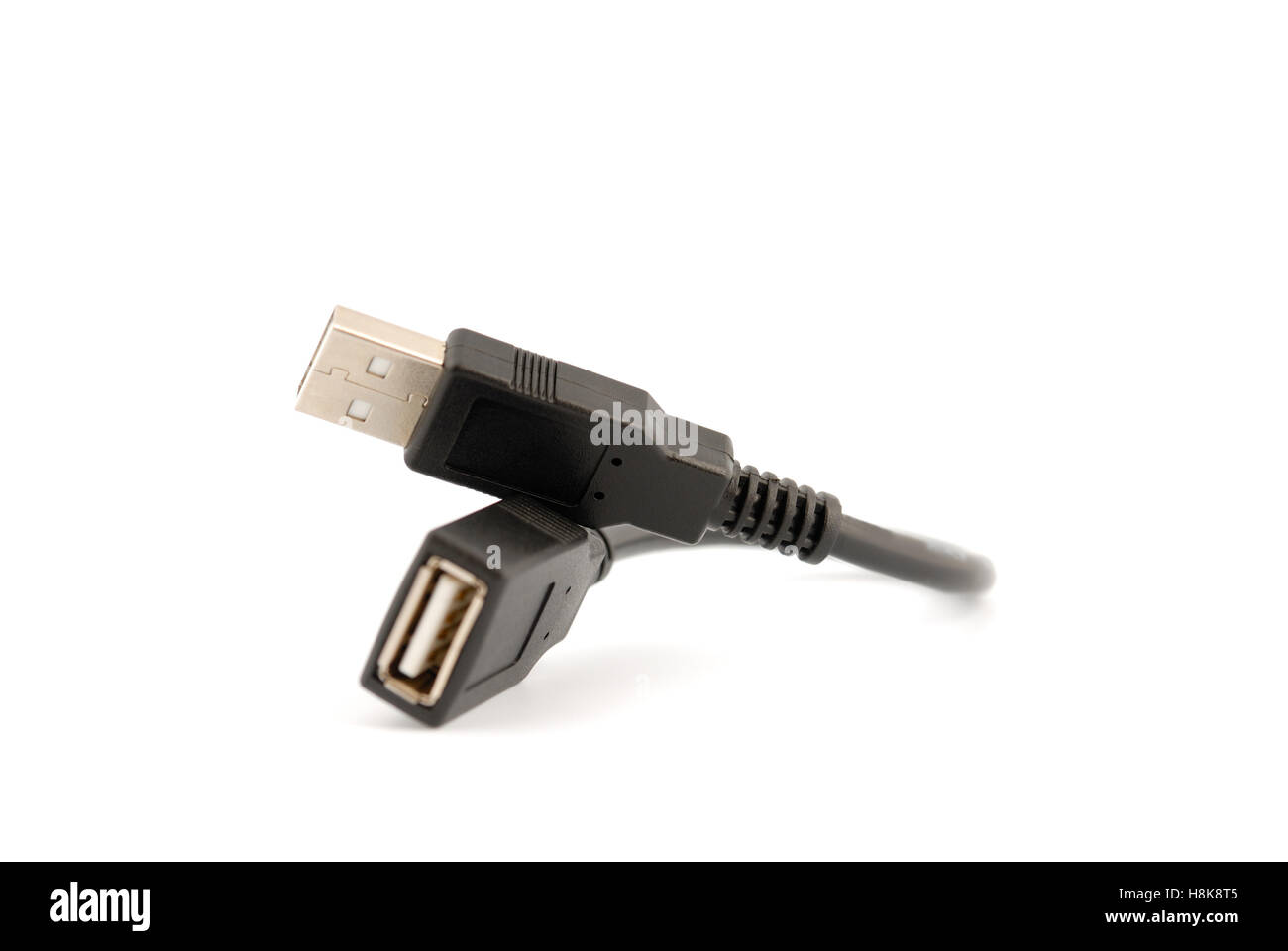 USB (Universal Serial Bus) connectors, cable. Isolated on white
