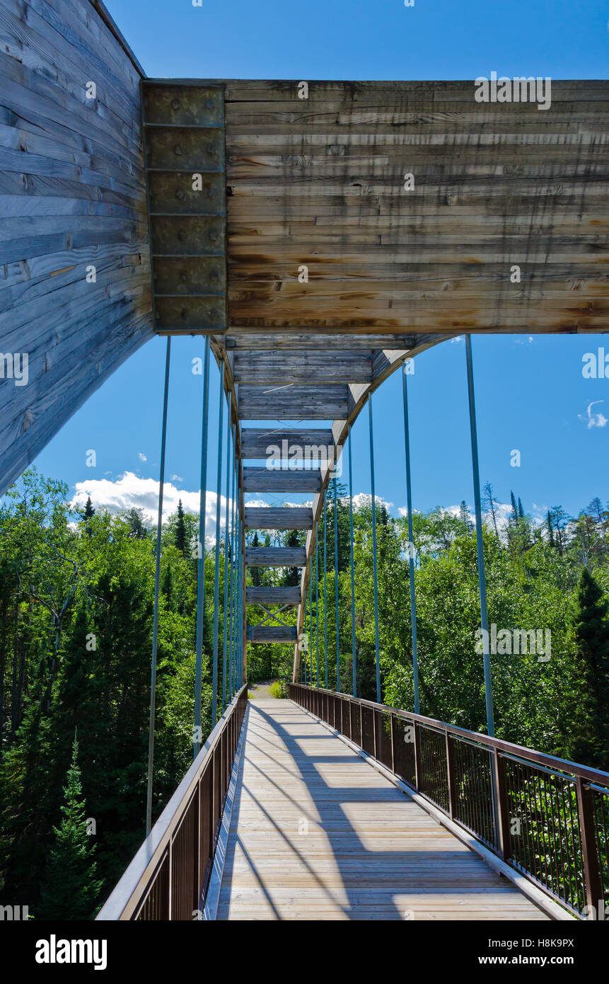 Curved wooden bridge in Ouimet Canyon near Thunder bay Stock Photo Alamy