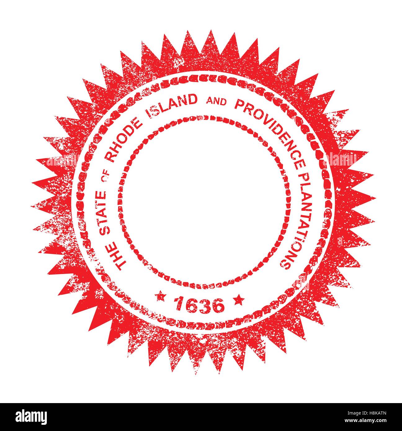 The State Seal of Rhode Island rubber red ink stamp