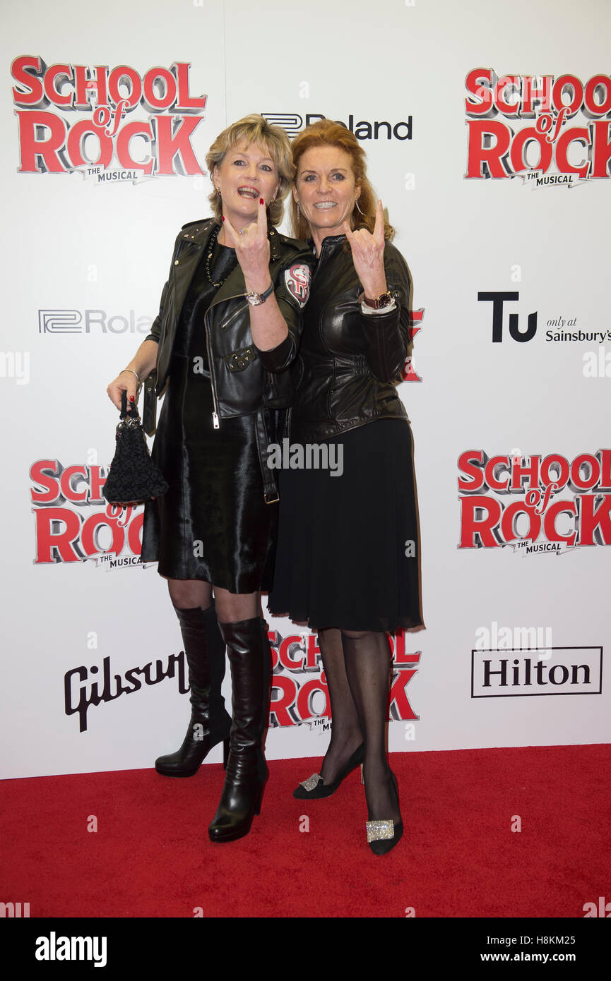 London, UK. 14th November, 2016. Madeleine Gurdon and Sarah Ferguson attends the opening Night of 'School Of Rock The Musical' at The New London Theatre, Drury Lane on November 14, 2016 in London, England. Credit:  Gary Mitchell/Alamy Live News Stock Photo