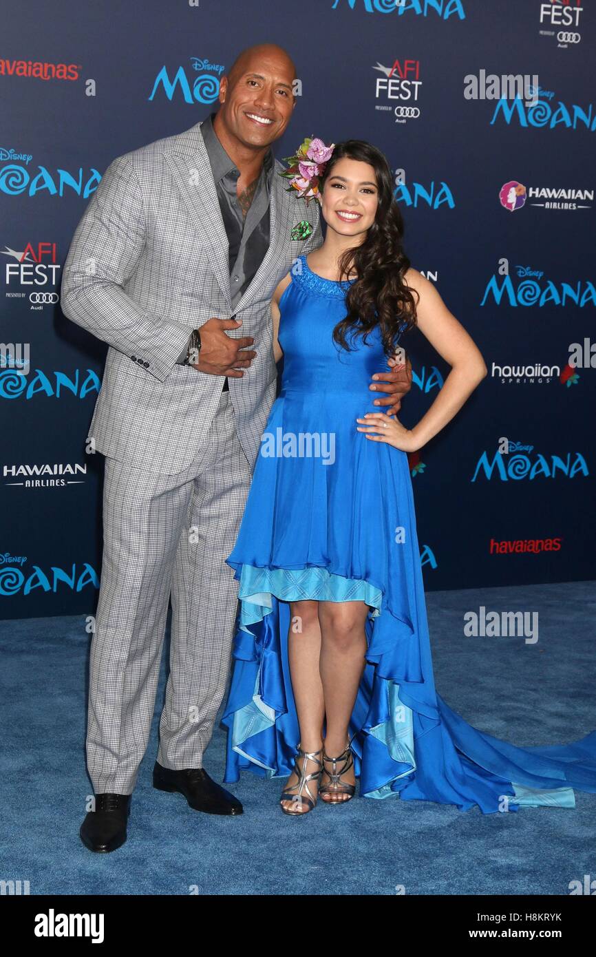 Los Angeles, CA, USA. 14th Nov, 2016. Dwayne Johnson, Auli'i Cravalho ...