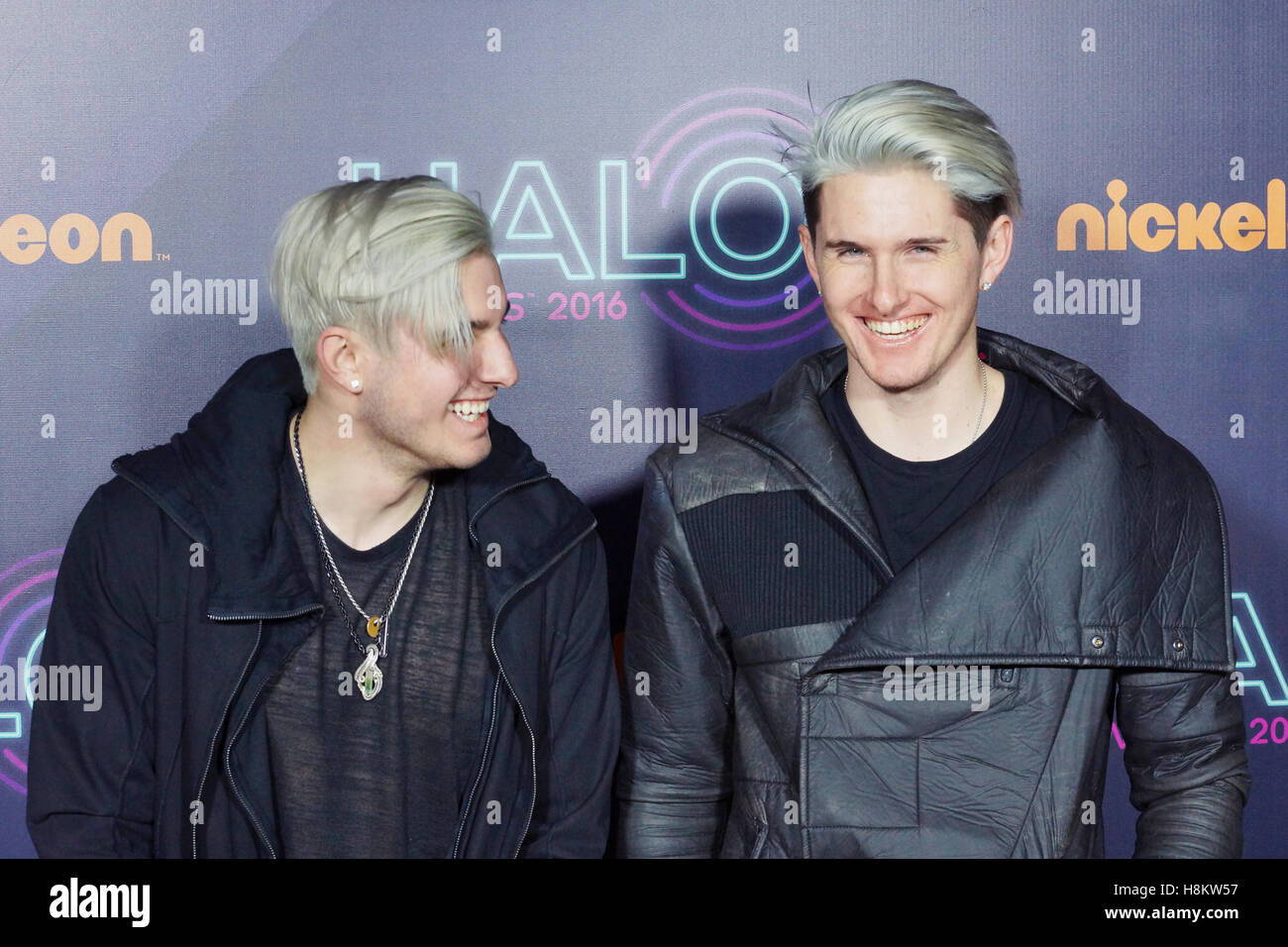 Electronic music production duo Grey November 11, 2016 at The Nickelodeon HALO Awards at Pier 36 in New York, NY. Stock Photo