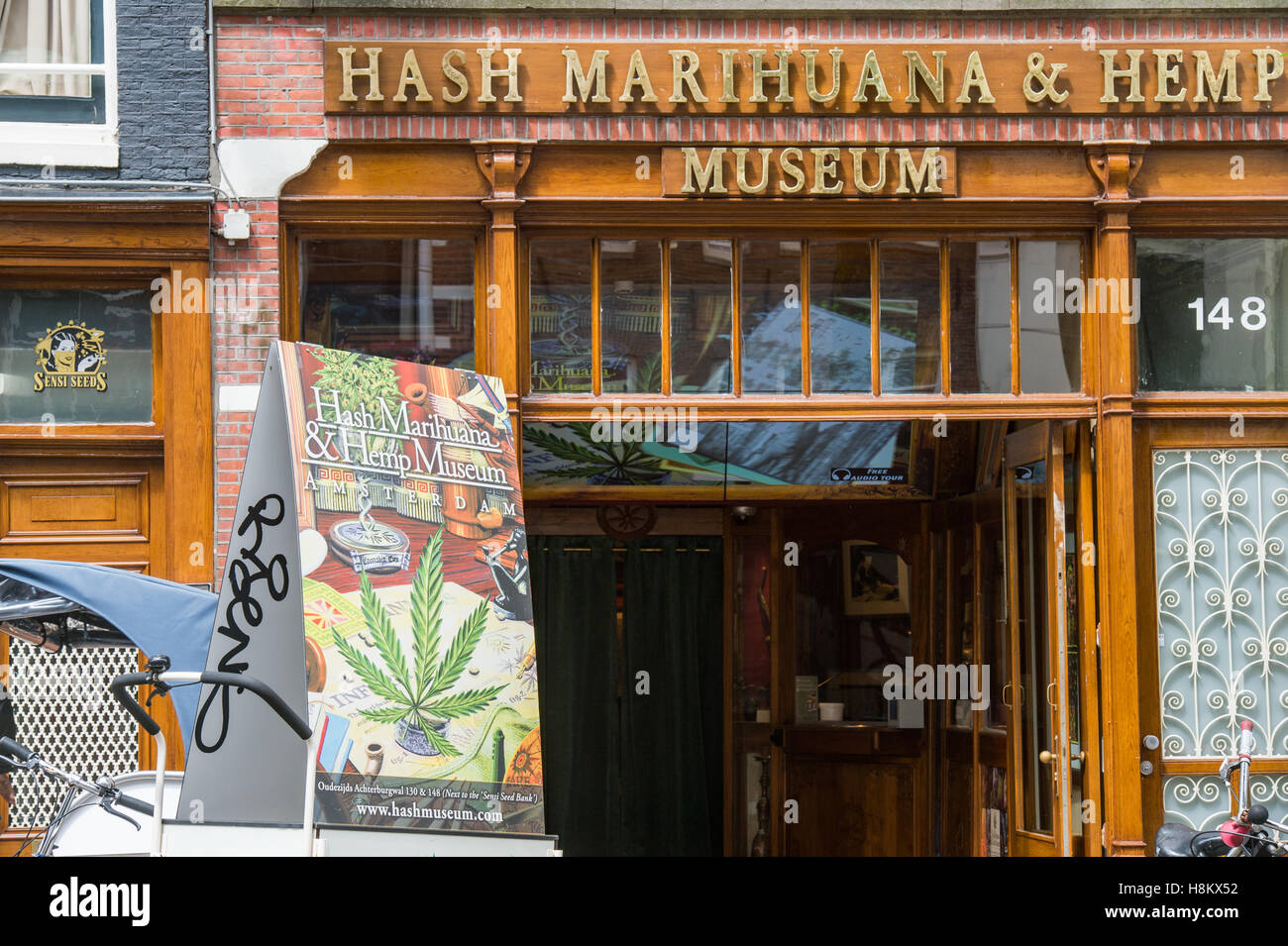 Amsterdam, Netherlands Hash Marihuana and Hemp Museum located in the Red Light District. Stock Photo