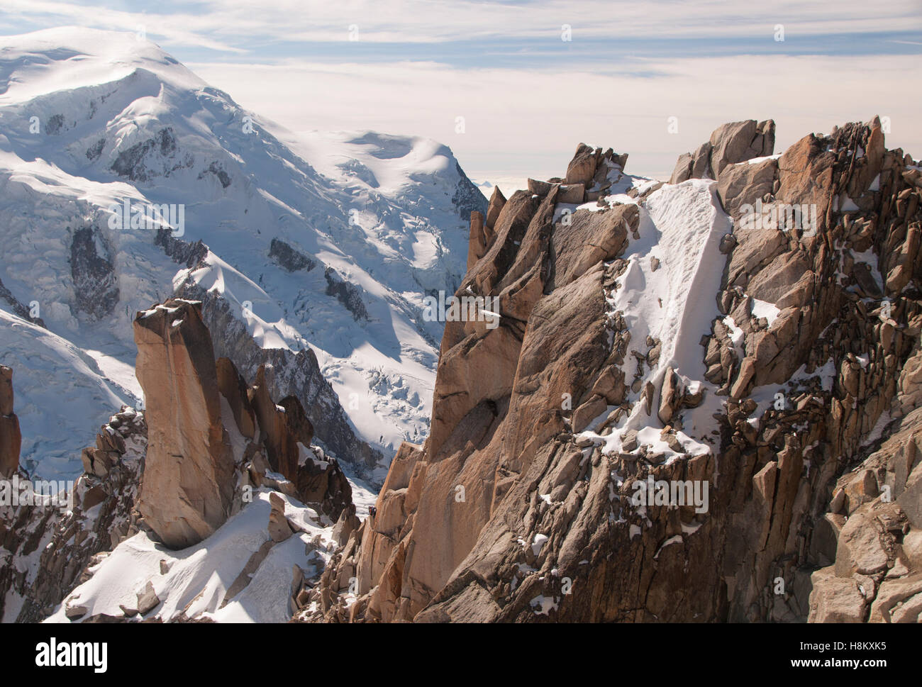 Mont Blanc massif from the Aiguille du Midi, Chamonix-Mont-Blanc, France Stock Photo