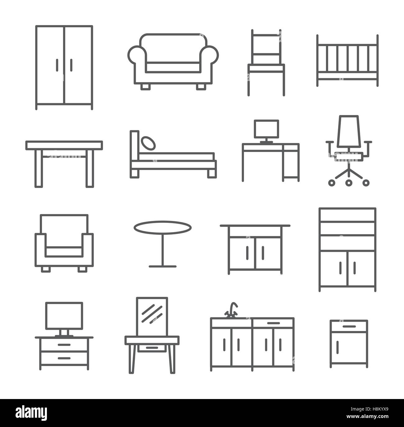 Furniture icons Stock Vector