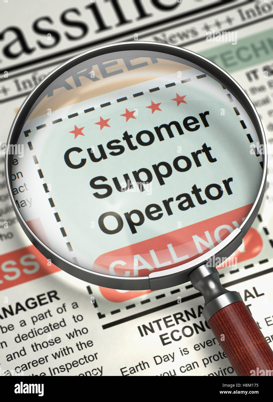 We are Hiring Customer Support Operator. 3D. Stock Photo