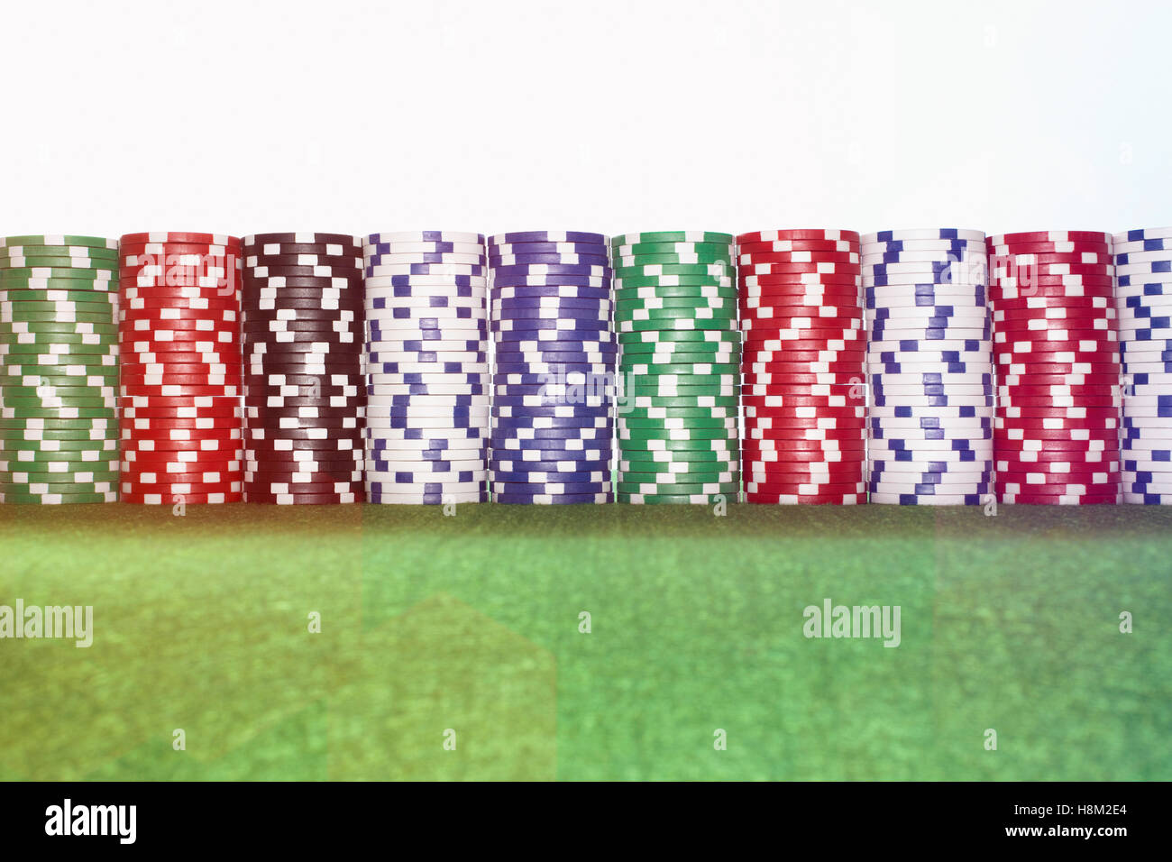 Stacks of gambling chips Stock Photo