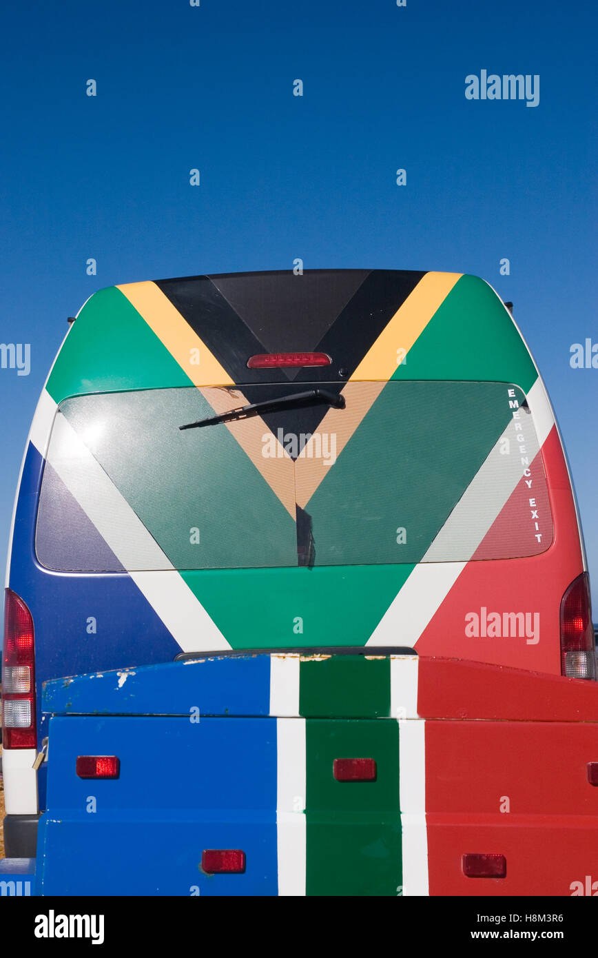 bus with the south africa flag painted Stock Photo Alamy