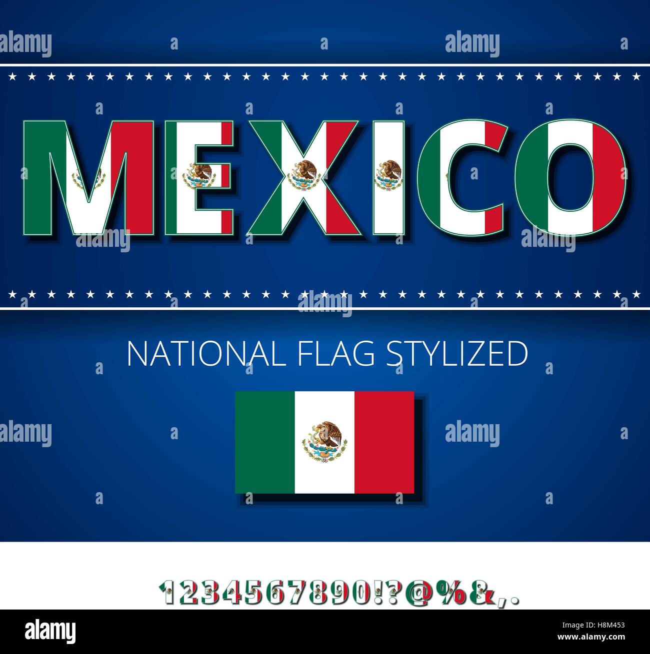 Mexico Flag Font Stock Vector