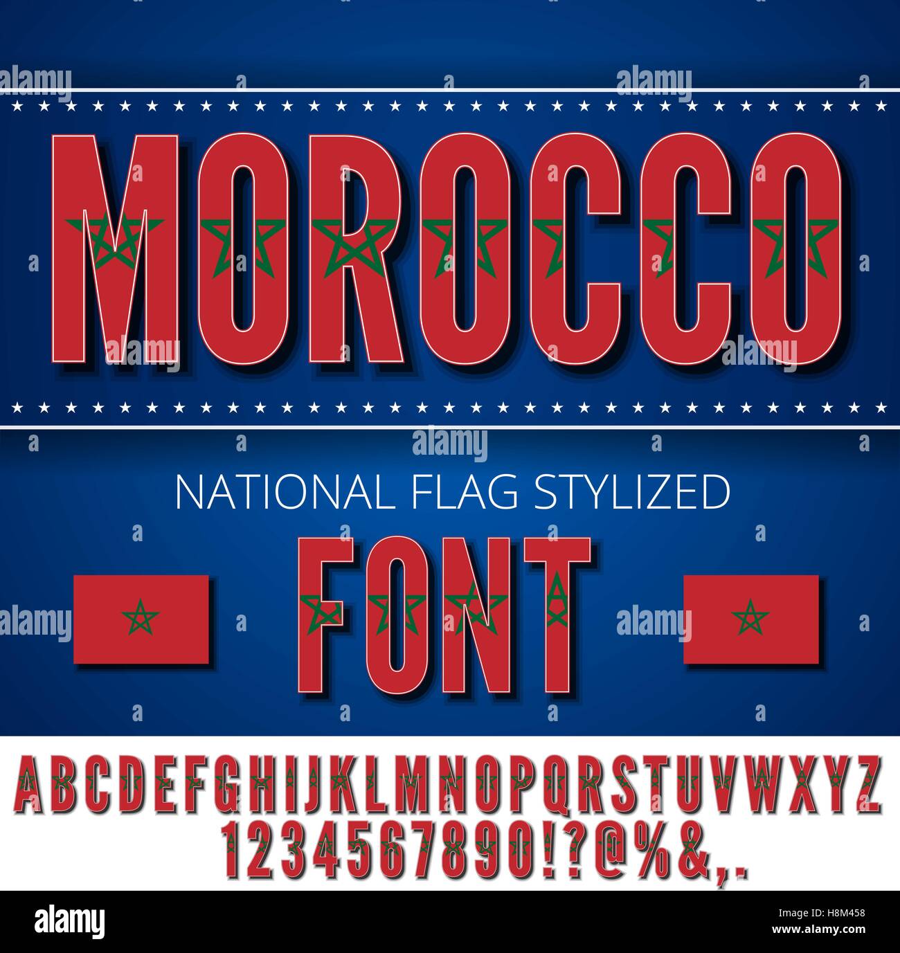 Morocco Flag Font Stock Vector