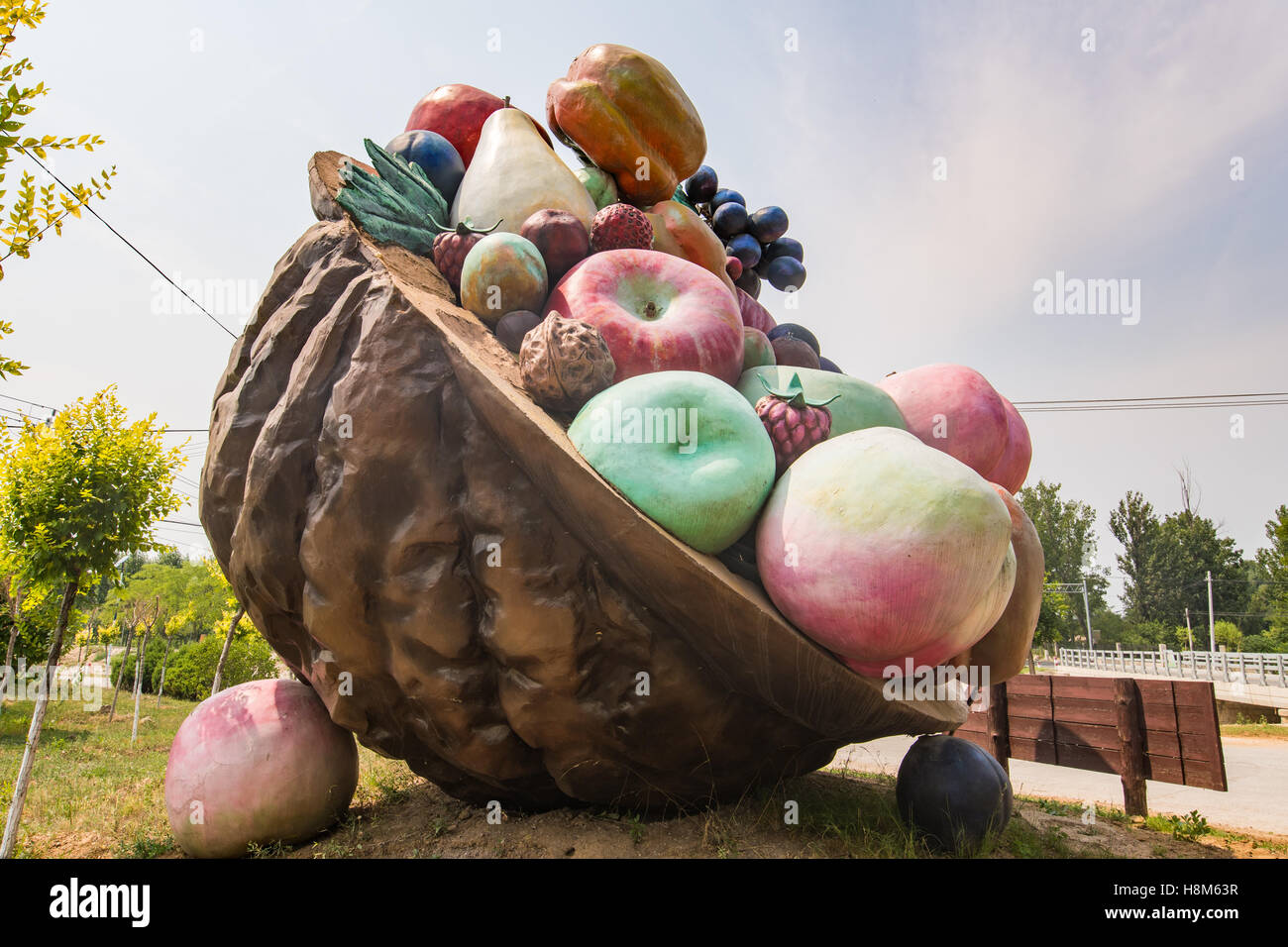 Beijing, China A giant sculpture of fruits and vegetables at a farm
