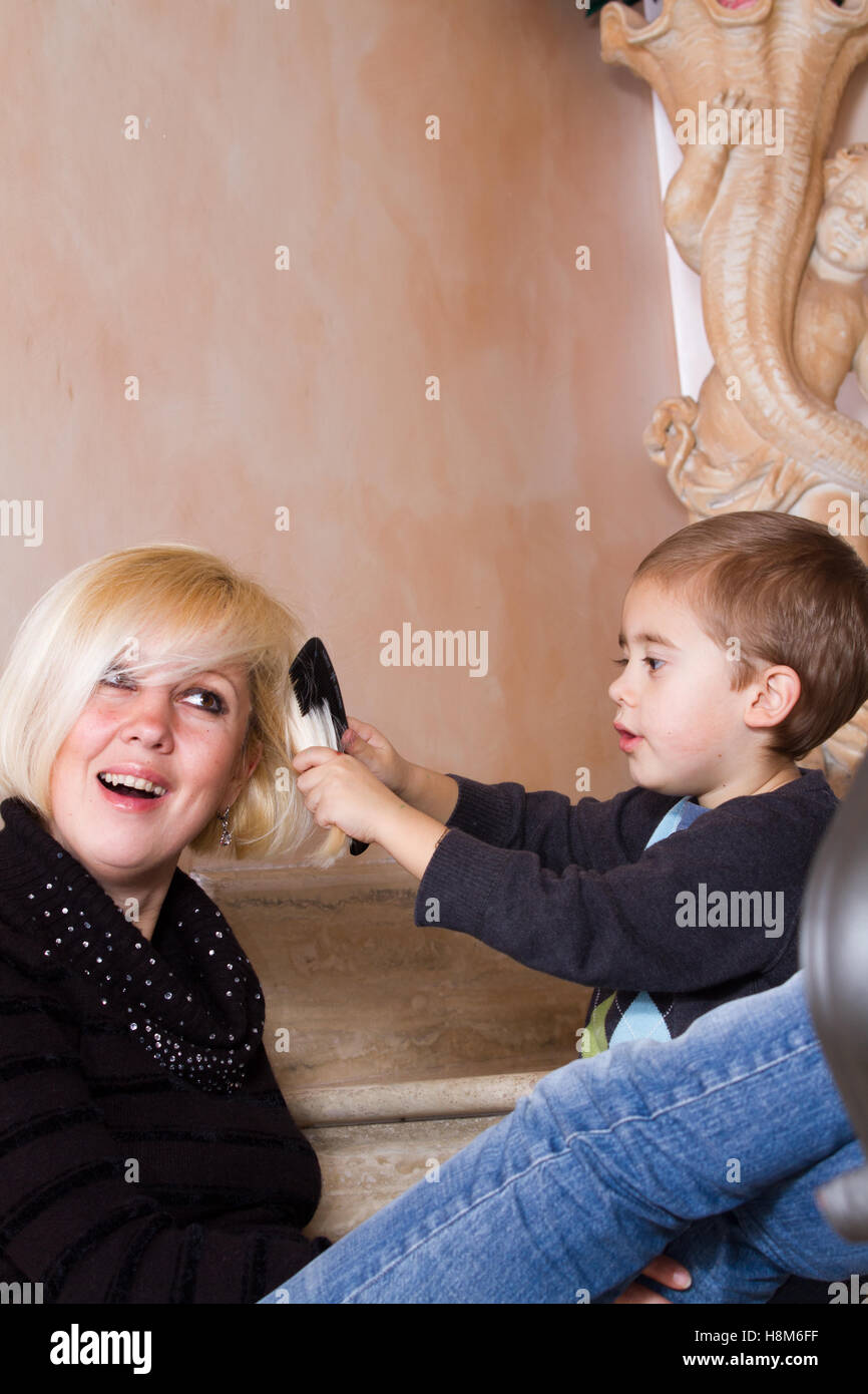 relation between mother and her son Stock Photo Alamy
