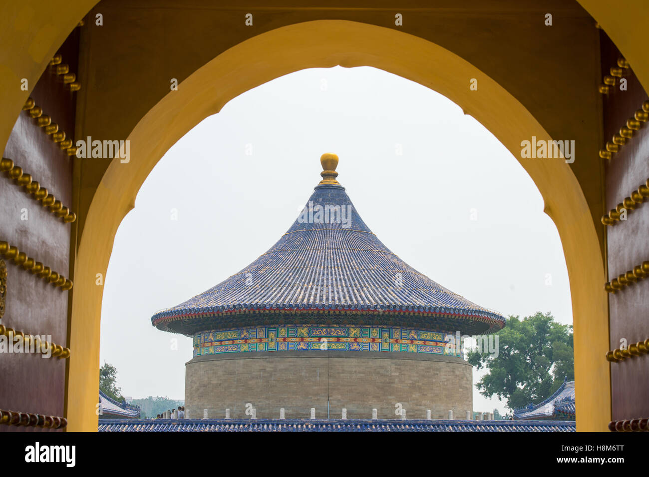 Beijing, China - Outside the gates of the Temple of Heaven, an imperial sacrificial altar located in Central Beijing. Stock Photo