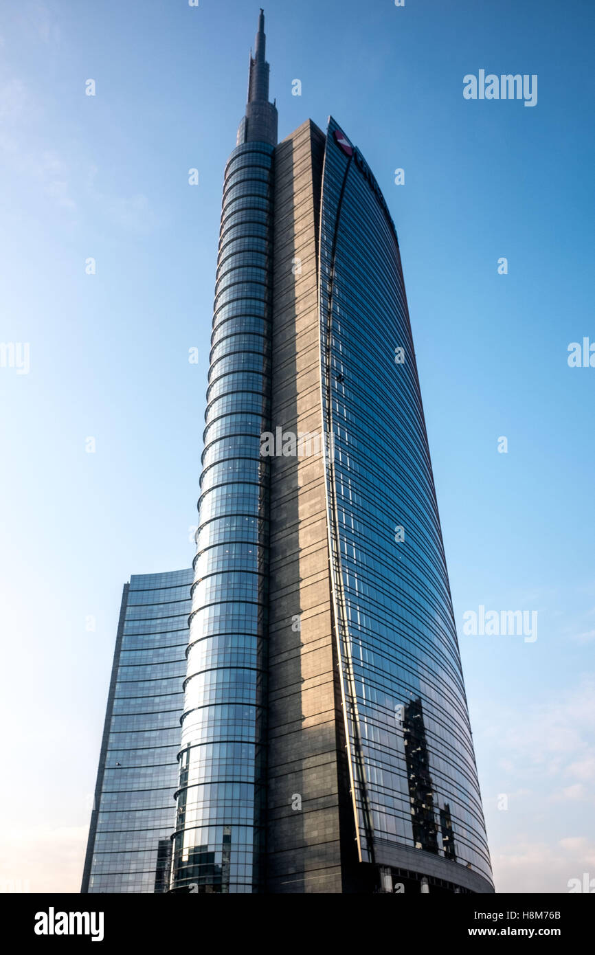 Unicredit Tower in Milano - Italy. It is a skyscraper in Milan, Italy. At  231 metres (758 ft), it is the tallest building in Ita Stock Photo - Alamy