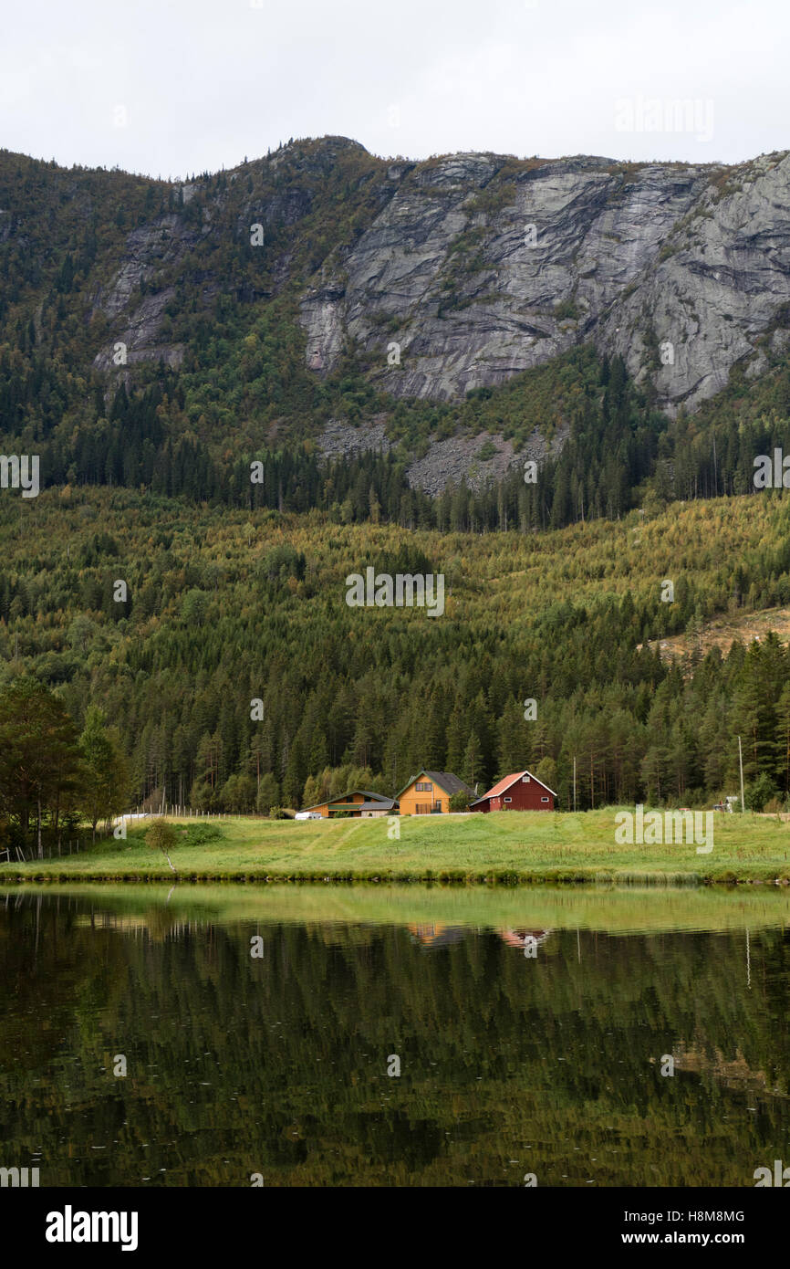 Houses in the valley of Valle with an isolated roof by plants and moss