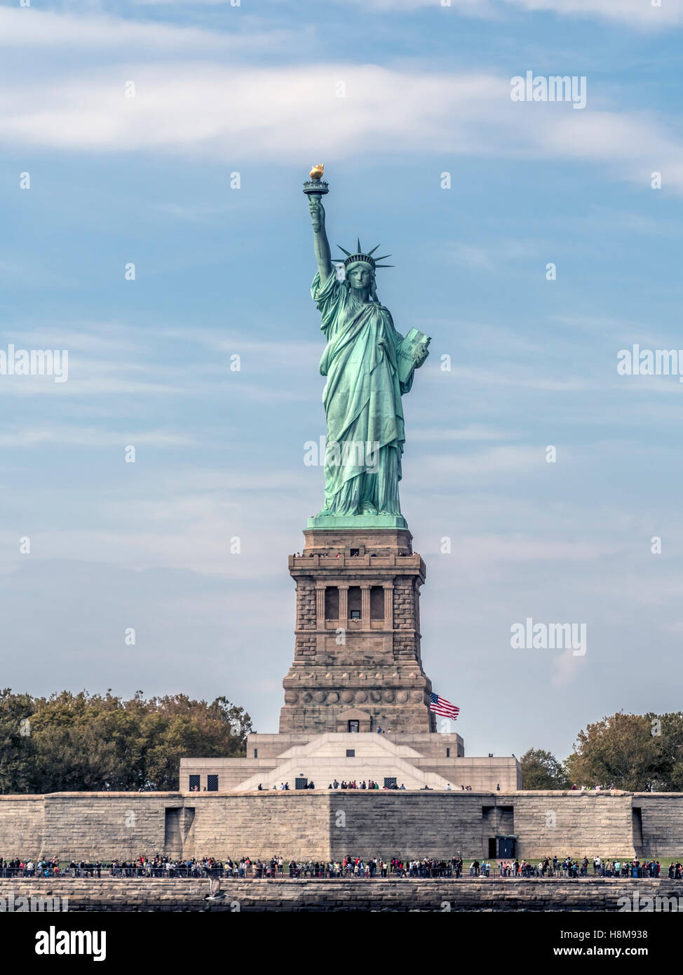 Statue of Liberty sculpture on Liberty Island in New York Harbor in New York City Stock Photo