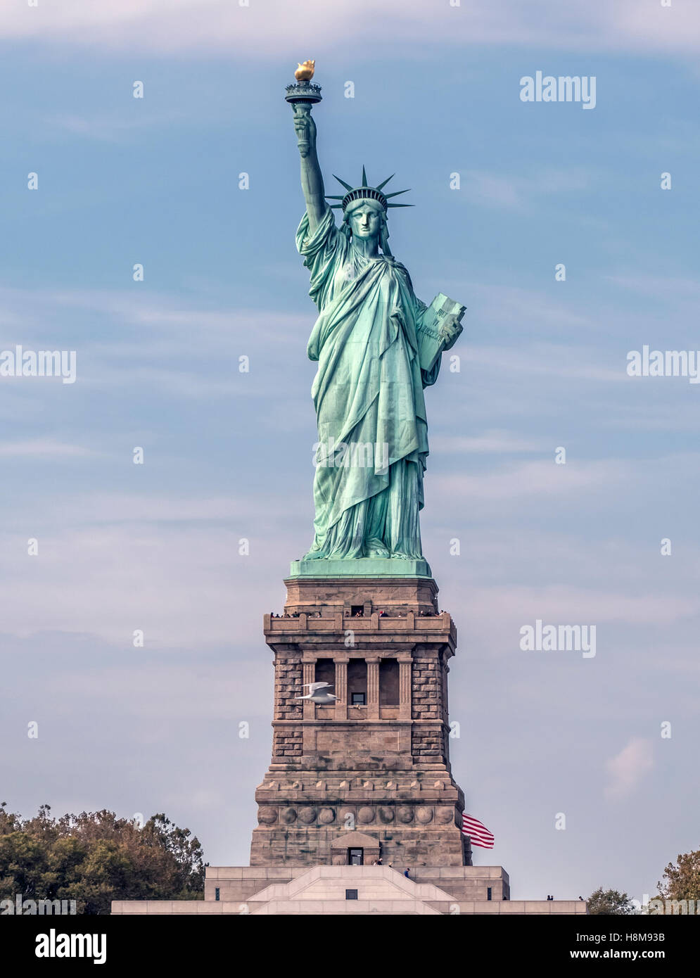 Statue of Liberty sculpture on Liberty Island in New York Harbor in New