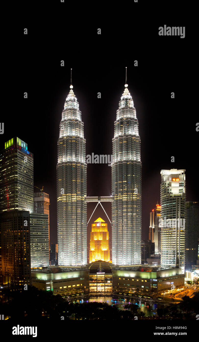 Kuala Lumpur, Malaysia downtown city skyline at night Stock Photo