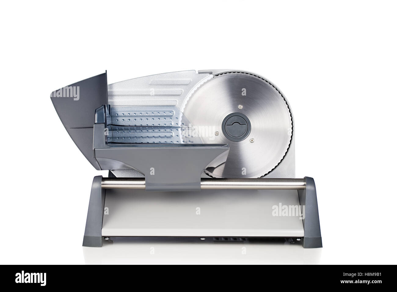 Domestic food slicer front view isolated on white background Stock