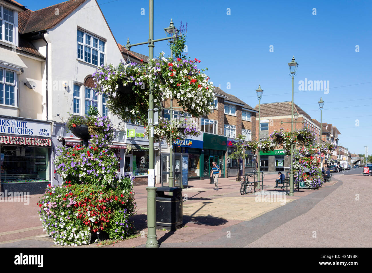 Pedestrianised High Street, Horley, Surrey, England, United Kingdom