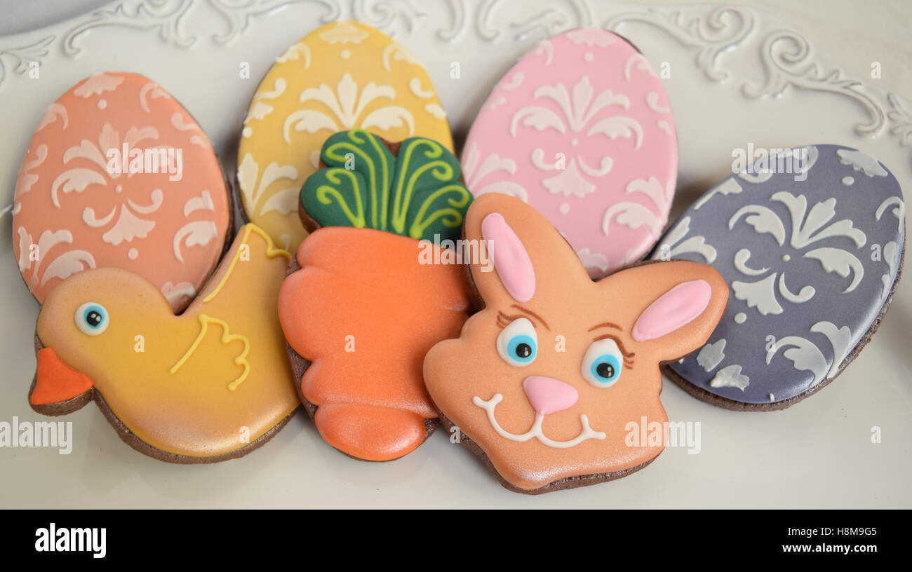 Easter themed gourmet cookies Stock Photo