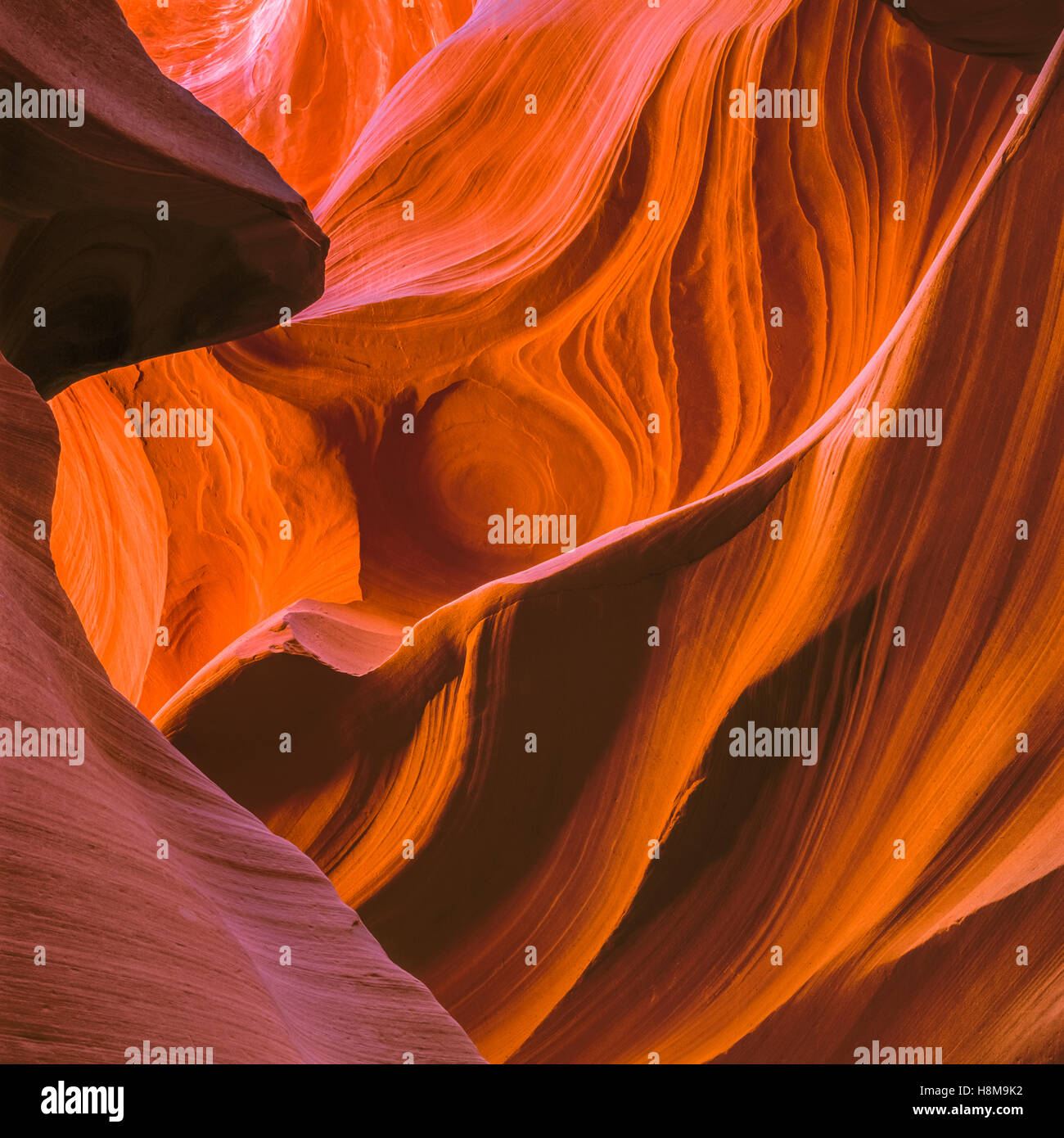 swirling sandstone formations in lower antelope canyon near page, arizona Stock Photo