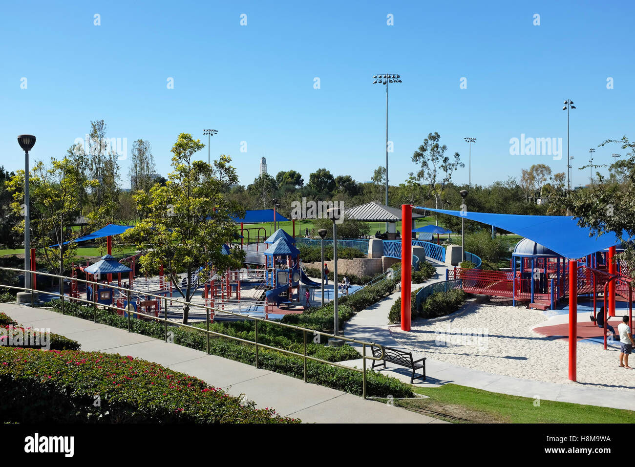 Play area at Colonel Bill Barber Marine Corps Memorial Park, Irvine, California. Stock Photo