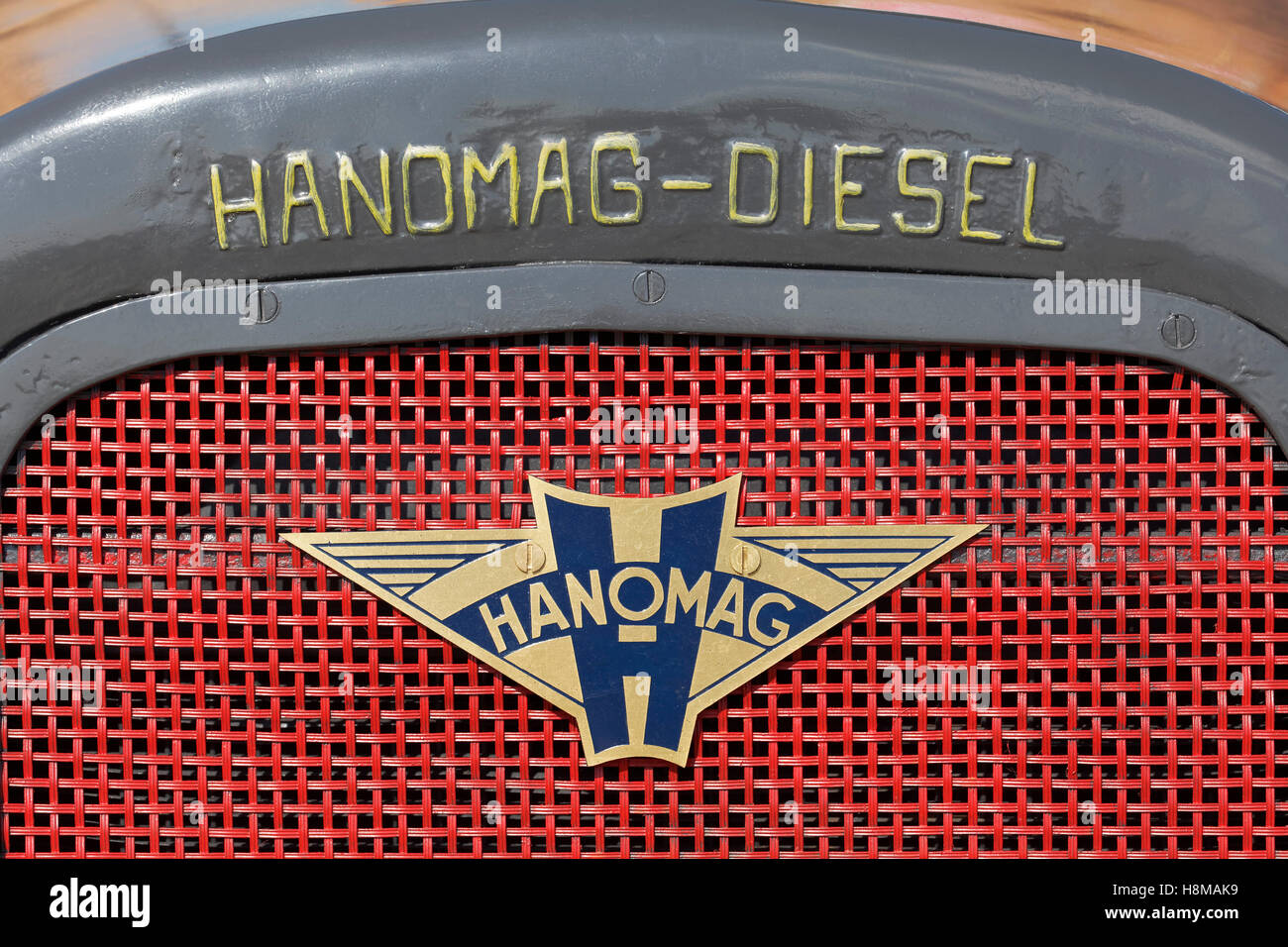 Hanomag RL 20 from 1939 with Hanomag Diesel brand emblem, Germany Stock Photo