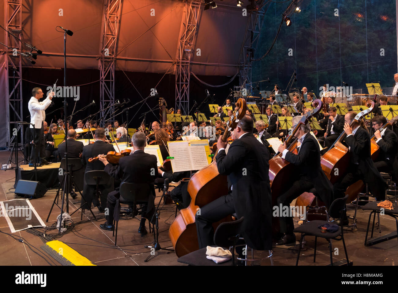 Nuremberg Symphonic Orchestra, open air stage, classic open air at the picnic in the park, Luitpoldhain, Nuremberg Stock Photo