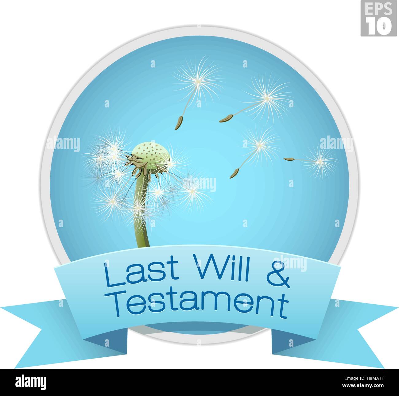 Last will and testament icon with dandelions blown by the wind Stock Vector