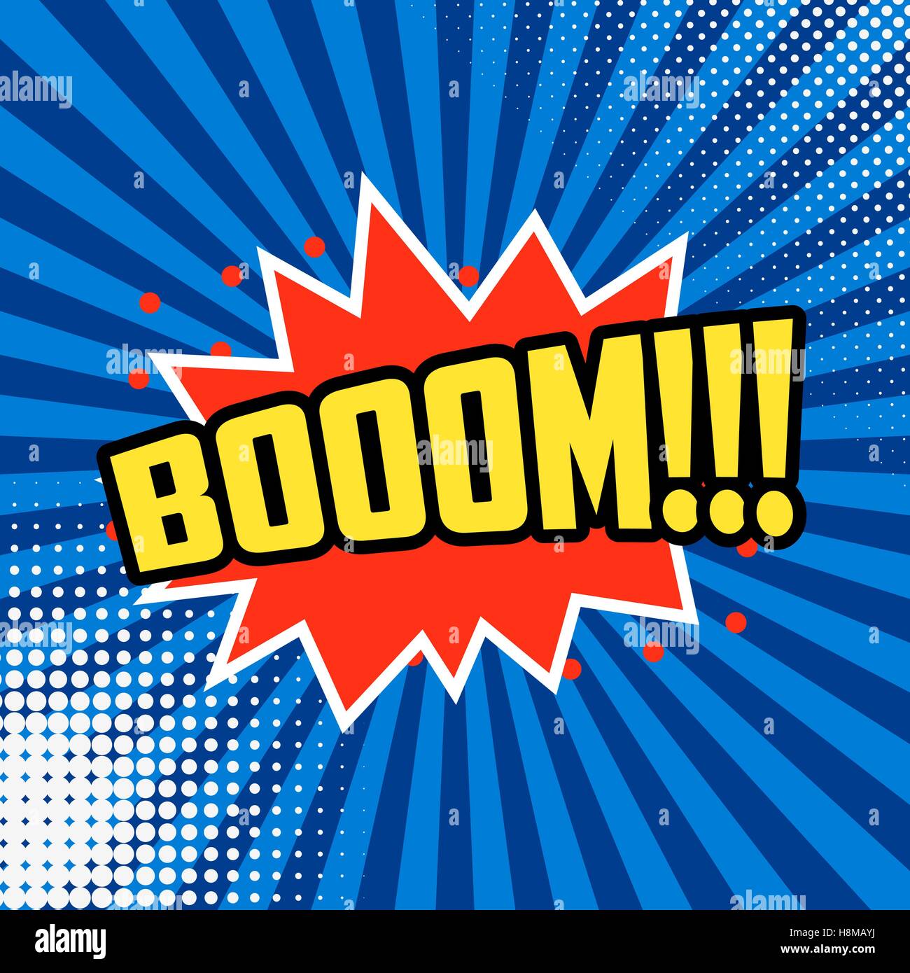 Boom!!! Comic style phrase on sunburst background Stock Vector Image ...