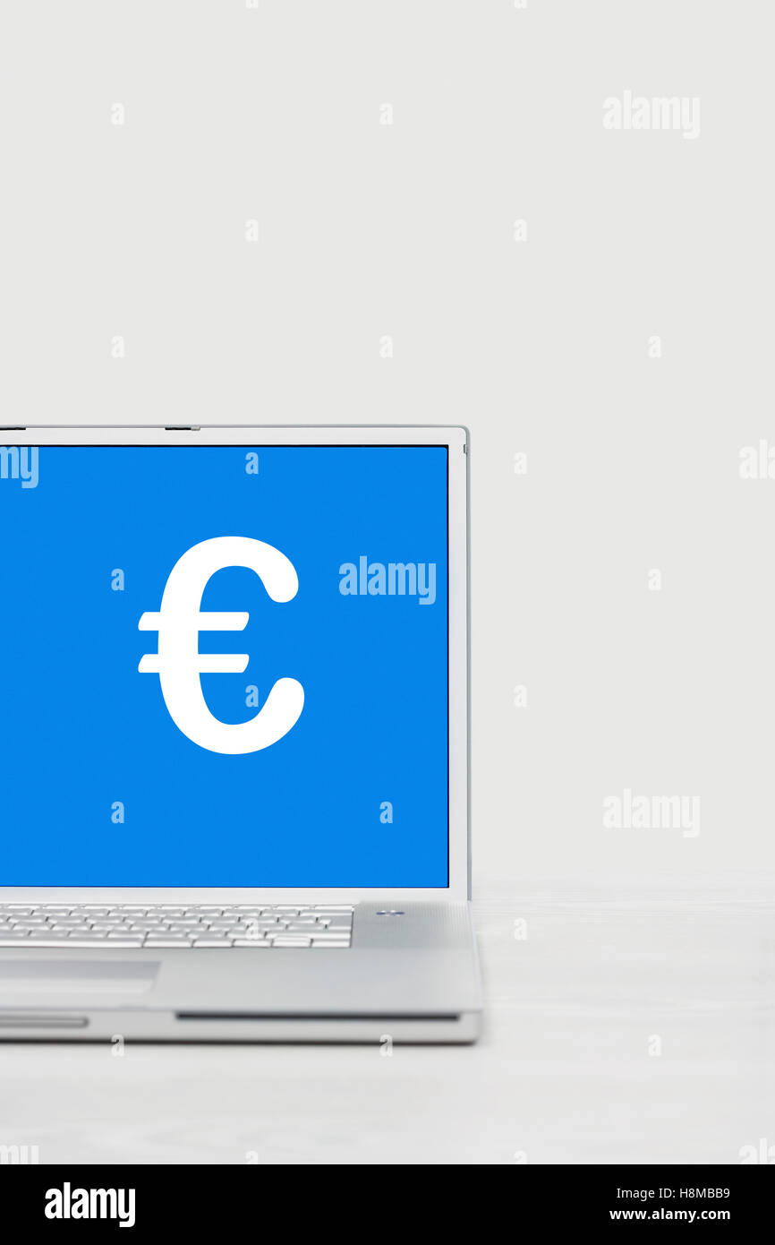 Laptop with Euro Stock Photo