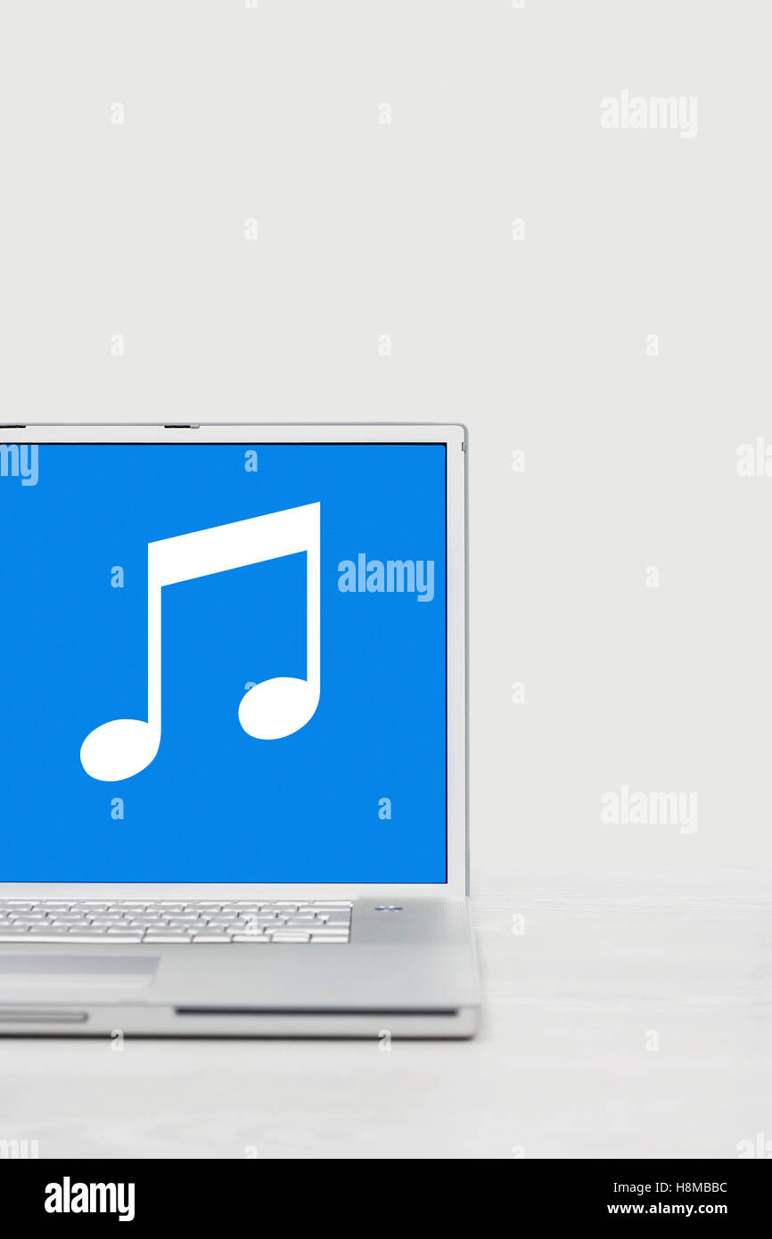 Laptop streaming music Stock Photo