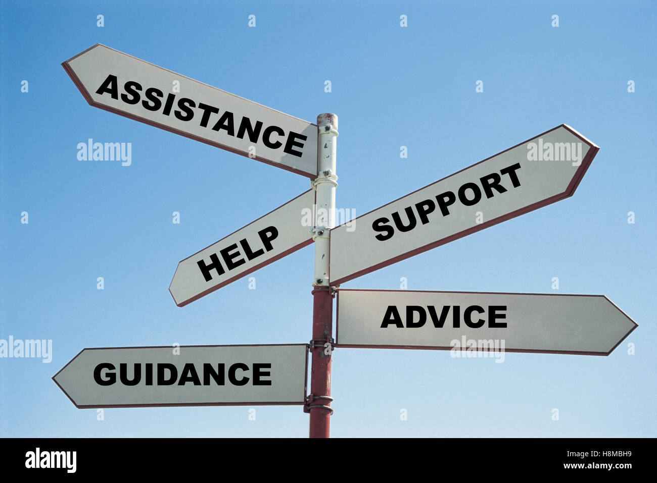 Signpost with the words Help, Support, Advice, Guidance and Stock Photo 125837973 Alamy