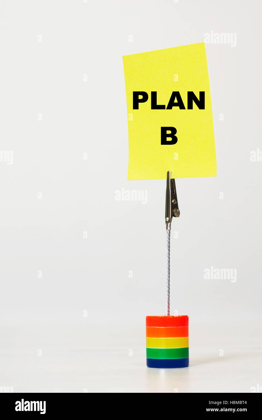 Reminder note saying plan b Stock Photo