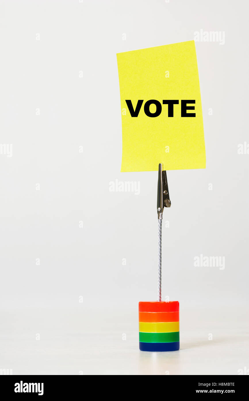 Reminder note saying vote Stock Photo