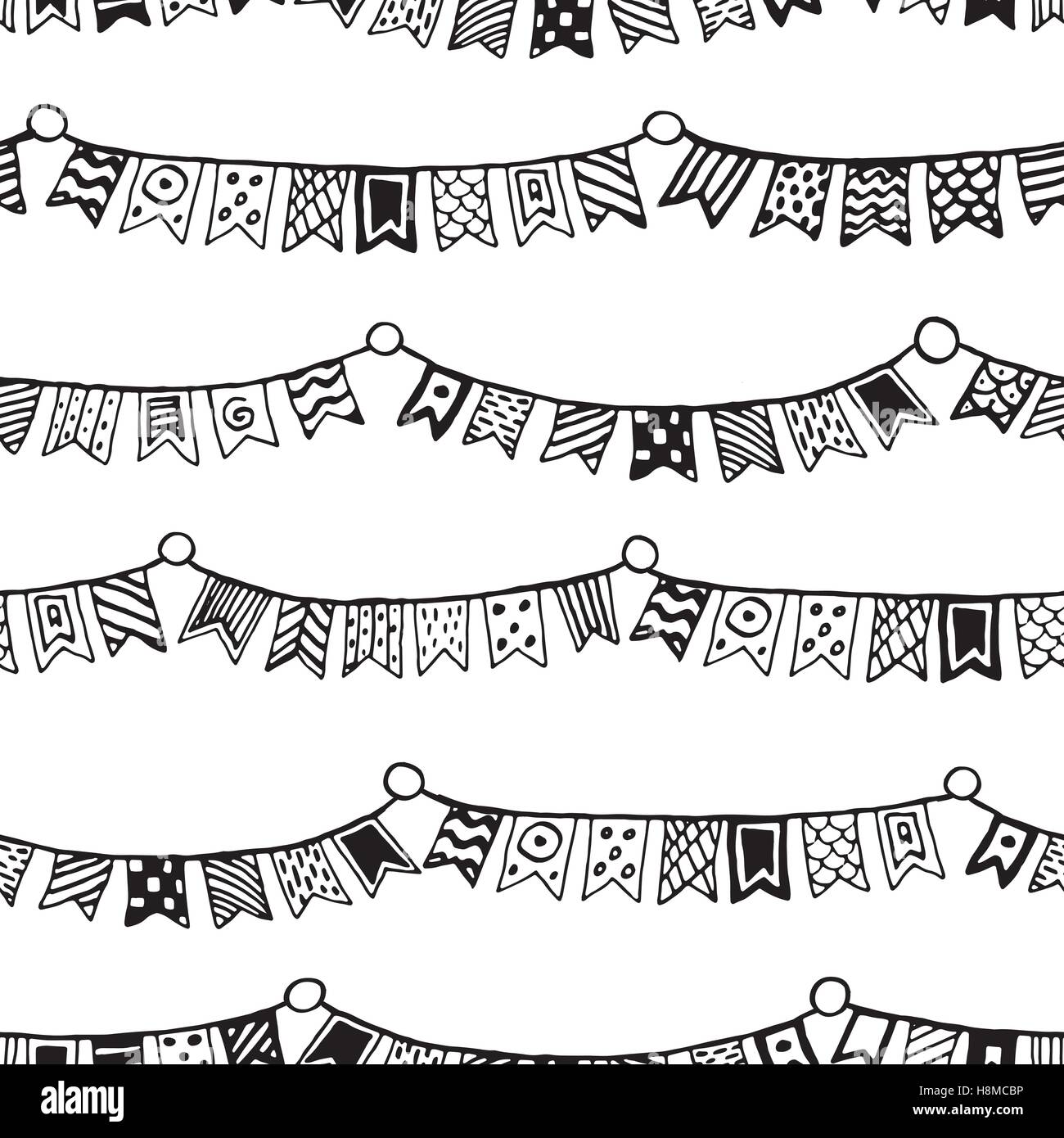 Simple Flags With Pattern Seamless vector pattern with decorative flags, hand drawn Stock Vector ...