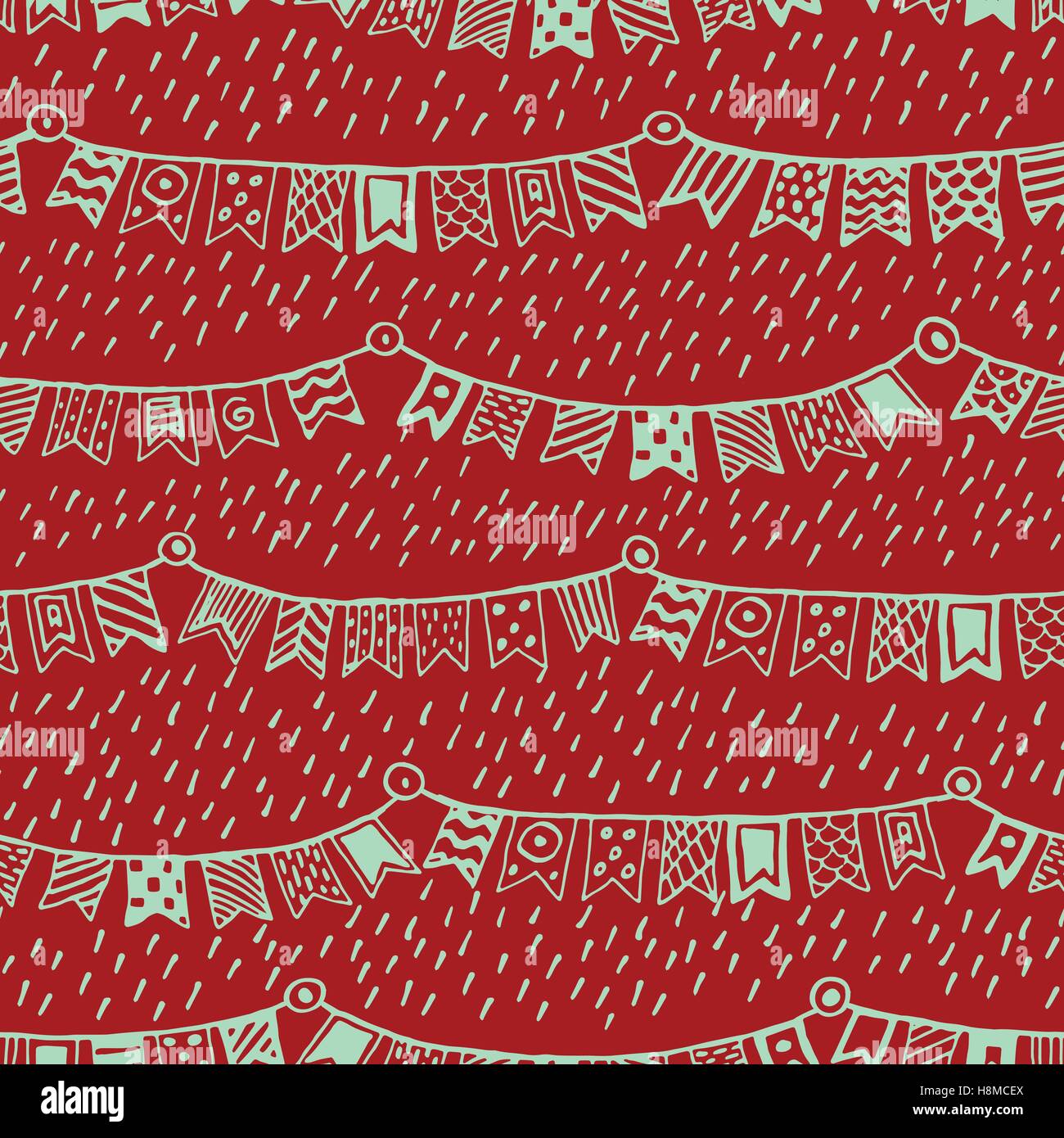 Seamless vector pattern with decorative flags, hand drawn Stock Vector ...