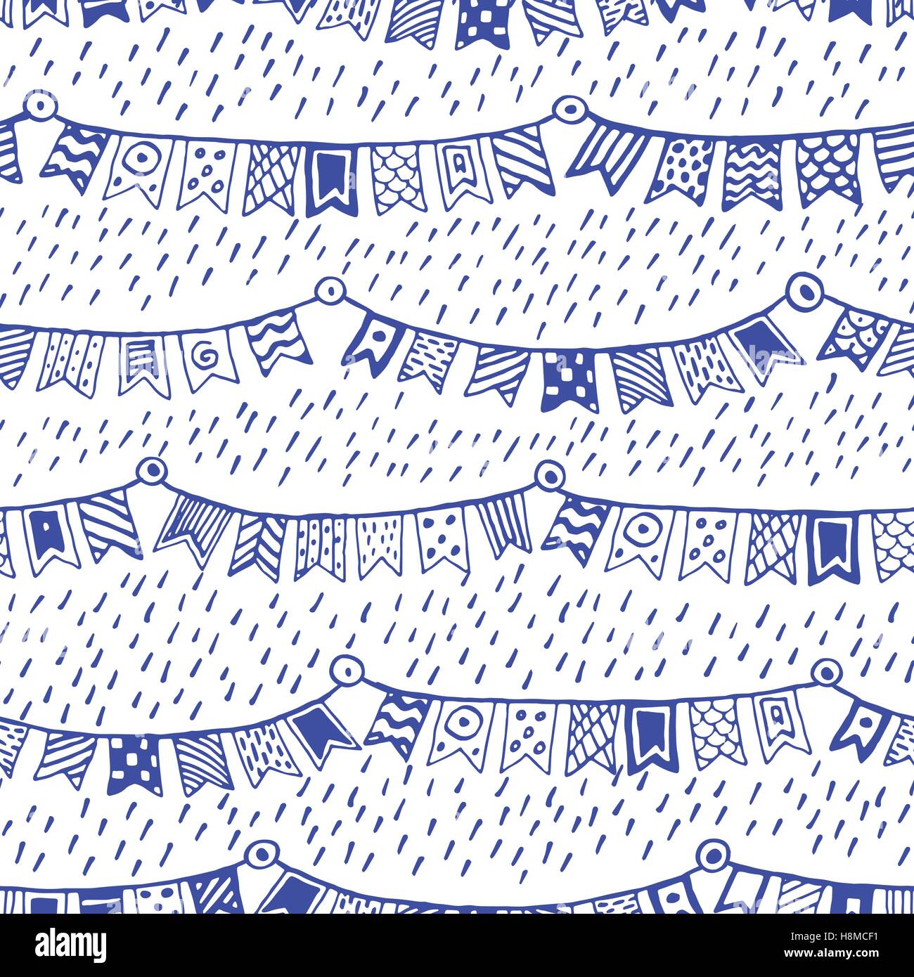 Seamless vector pattern with decorative flags, hand drawn Stock Vector ...