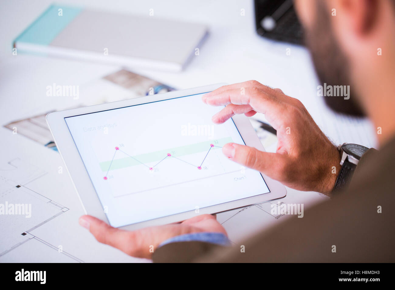 Man working with tablet Stock Photo