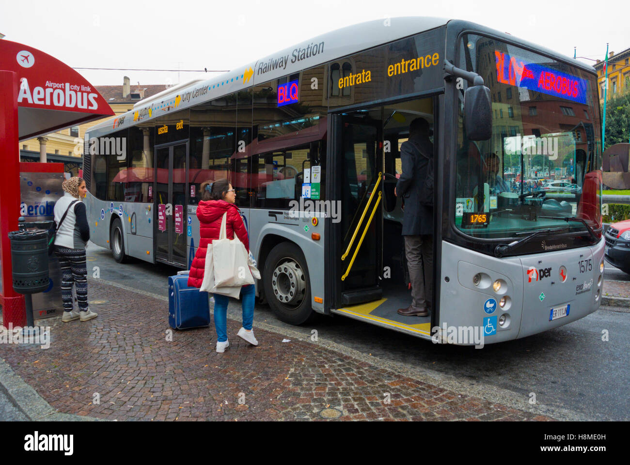 Aerobus, bus to the airport, Bologna, EmiliaRomagna, Italy Stock Photo