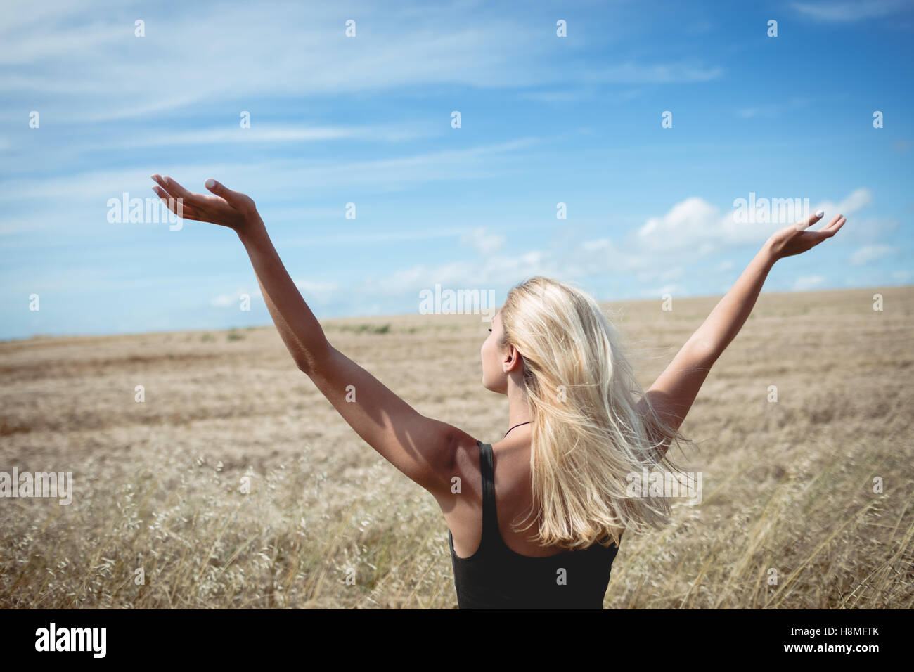 Blonde female rear view hi-res stock photography and images - Alamy