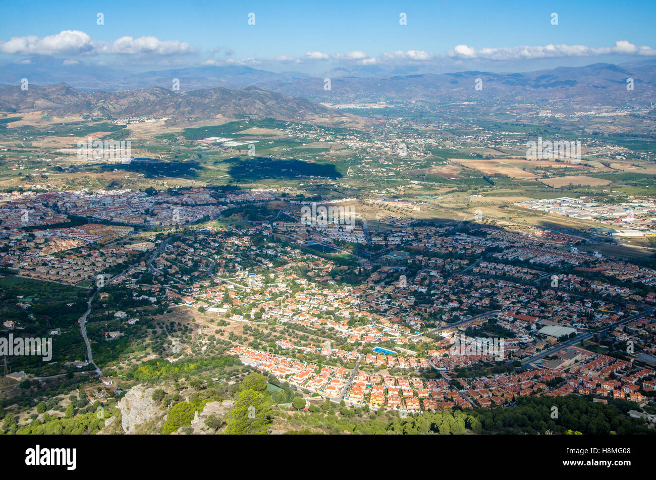 Aerial view of Alhaurin de la Torre, village, town in Southern Spain