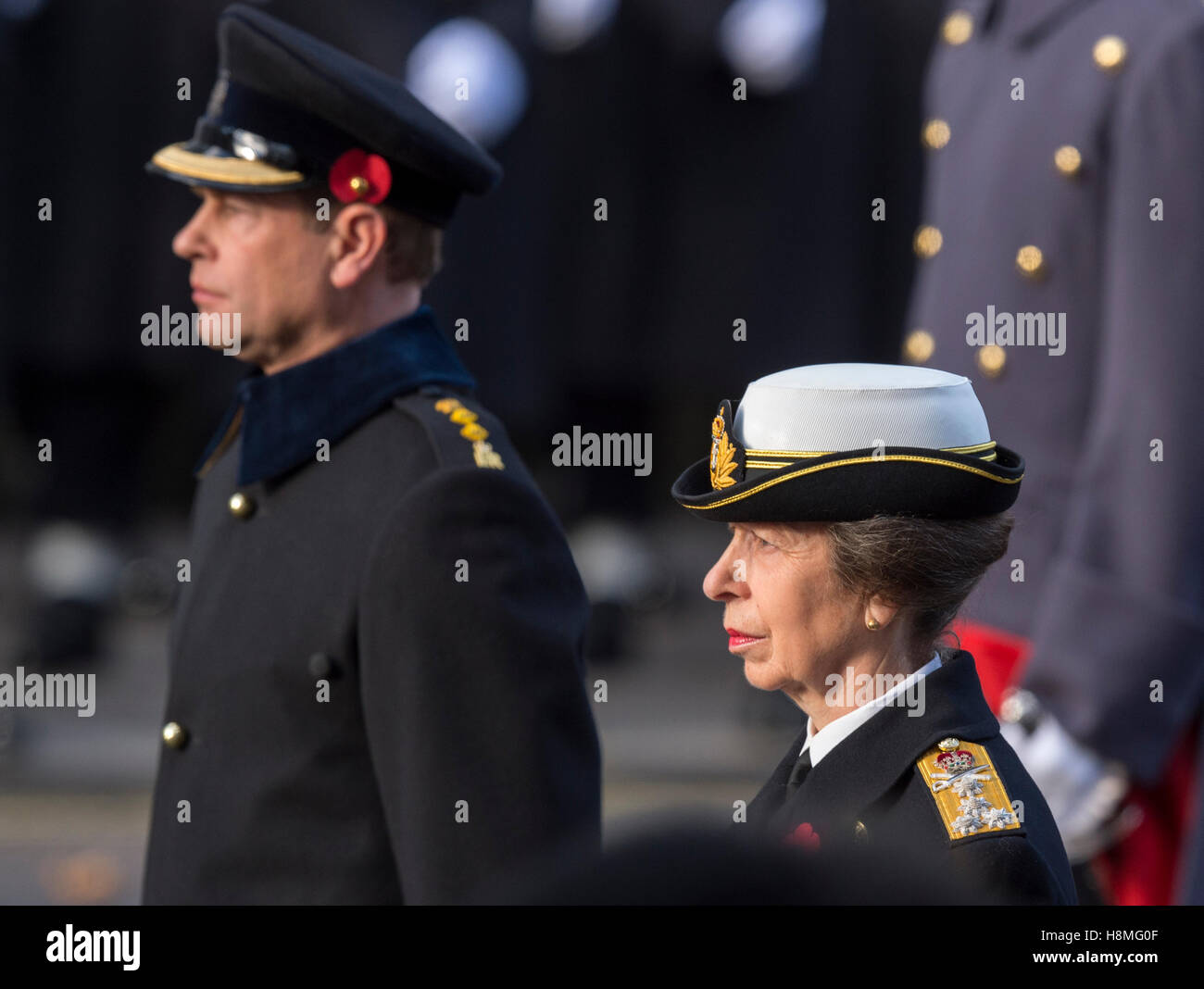 Prince Edward and The Princess Royal jHM The Queen and other members of the Royal family at The Cenotaph on Remembrance Sunday Stock Photo