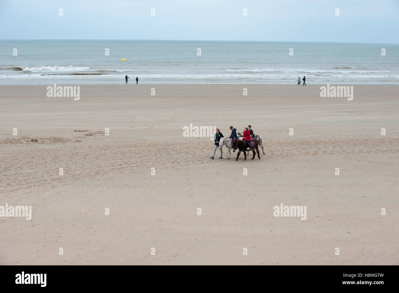 Dymchurch beach provides safe sea bathing in the haven of Romney Bay and miles of fine sand. Stock Photo