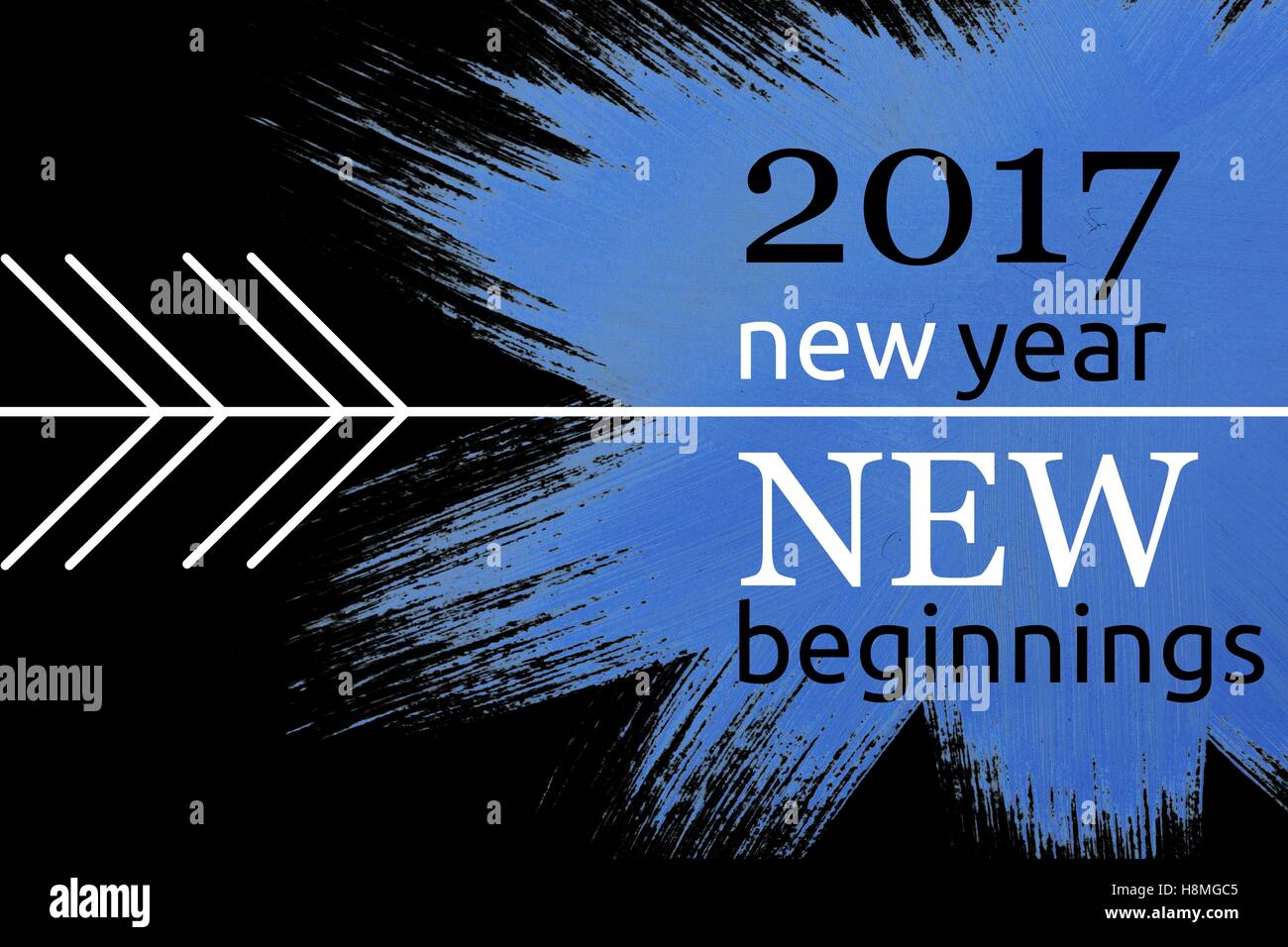 New Year Message on Black and Blue Background Design Stock Photo