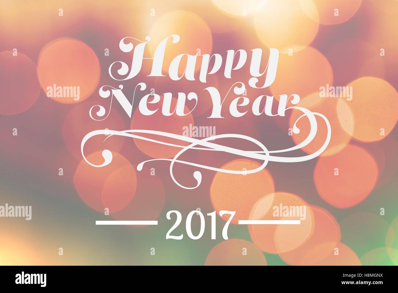 New Year Message on Blurry Background Design Stock Photo