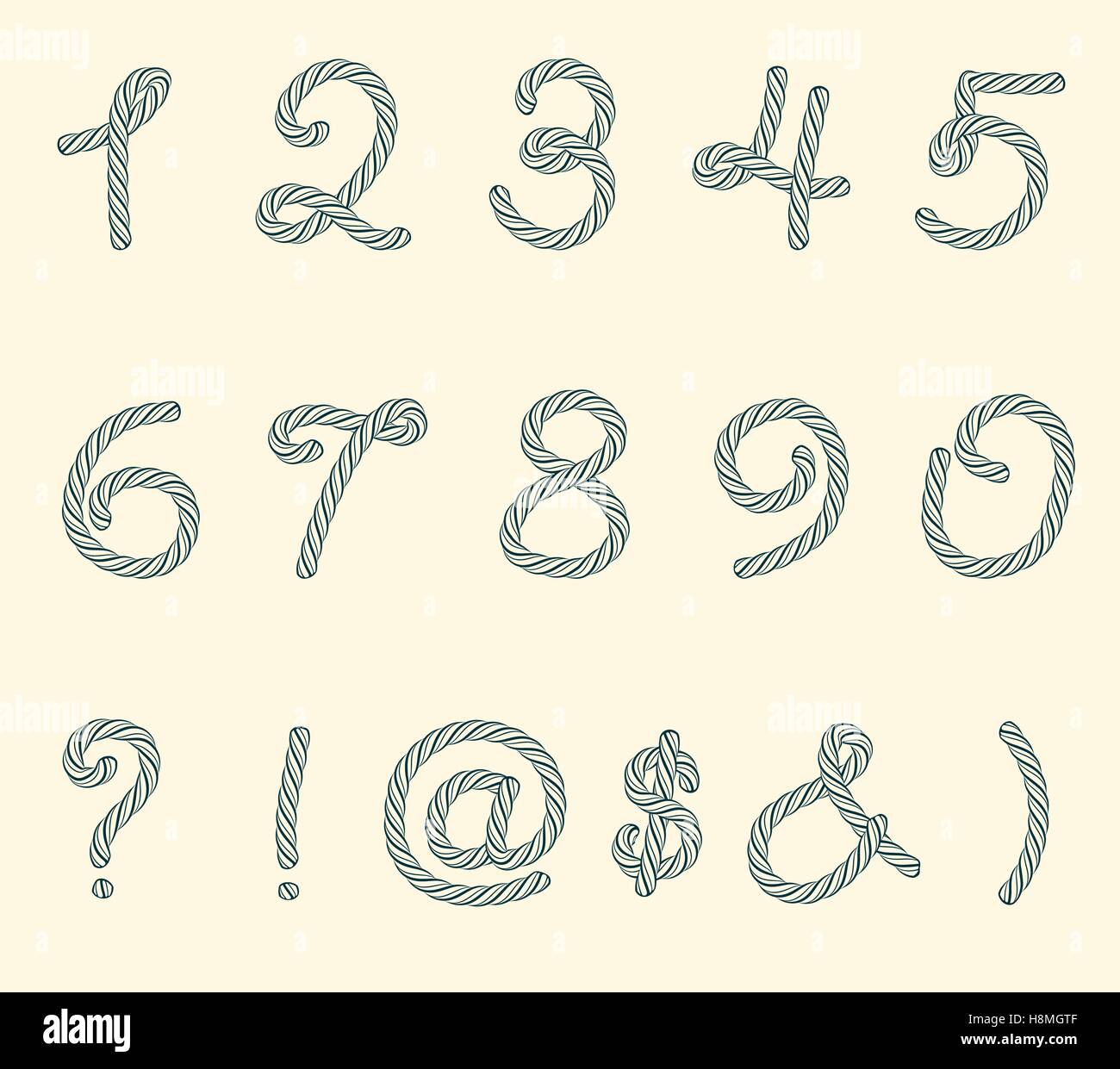 Set of rope font symbols and numbers Stock Vector Image & Art Alamy