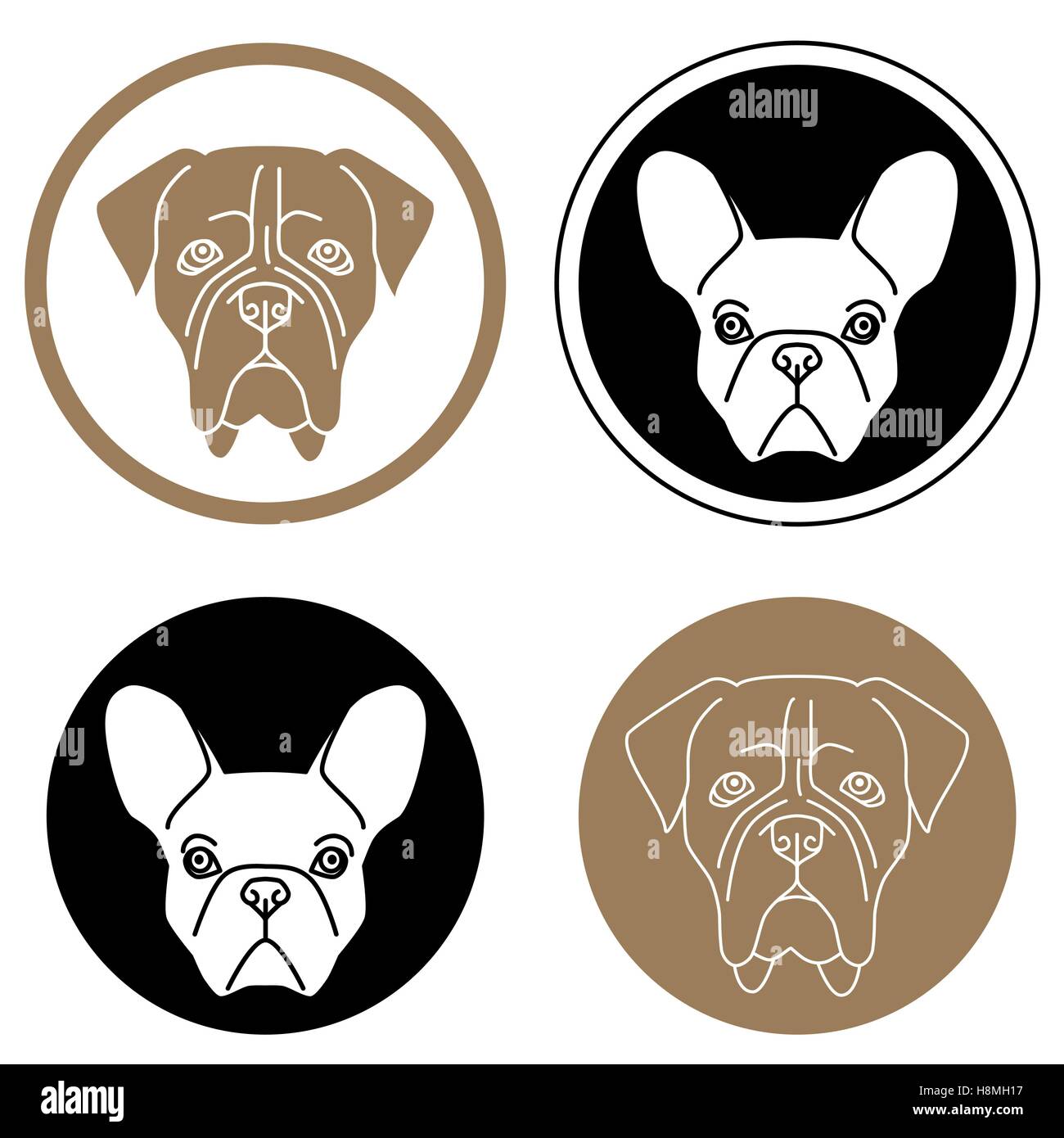 Set of round labels with dog heads Stock Vector Image & Art - Alamy