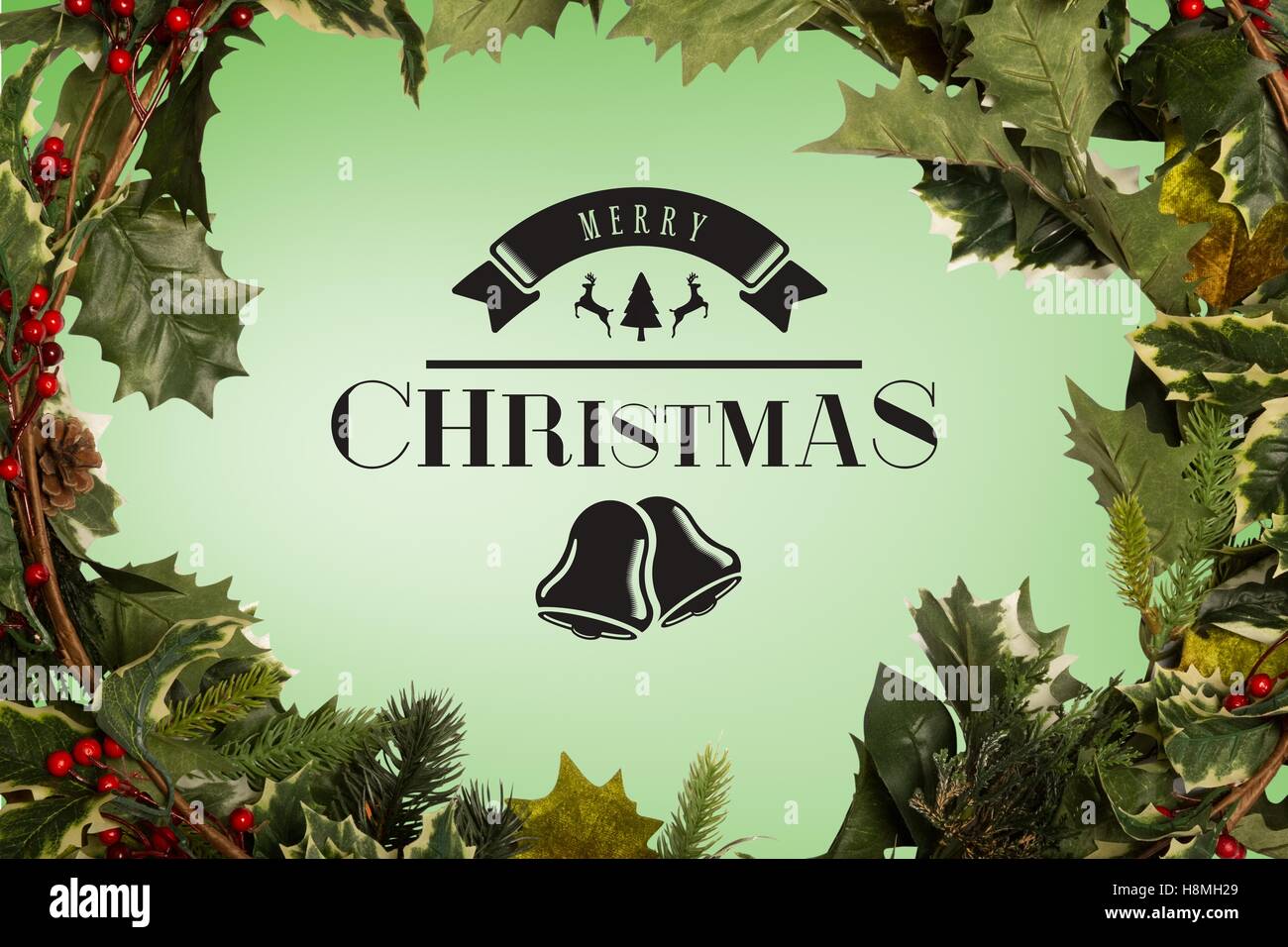 Christmas Message on Green Background Design Stock Photo